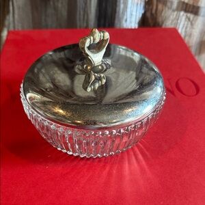 Vintage Silver and Glass Candy or Snack Dish Box